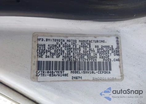 1996 Toyota Camry Dx/Le/Xle из США, поврежденный, VIN 4T1BG12K3TU747724